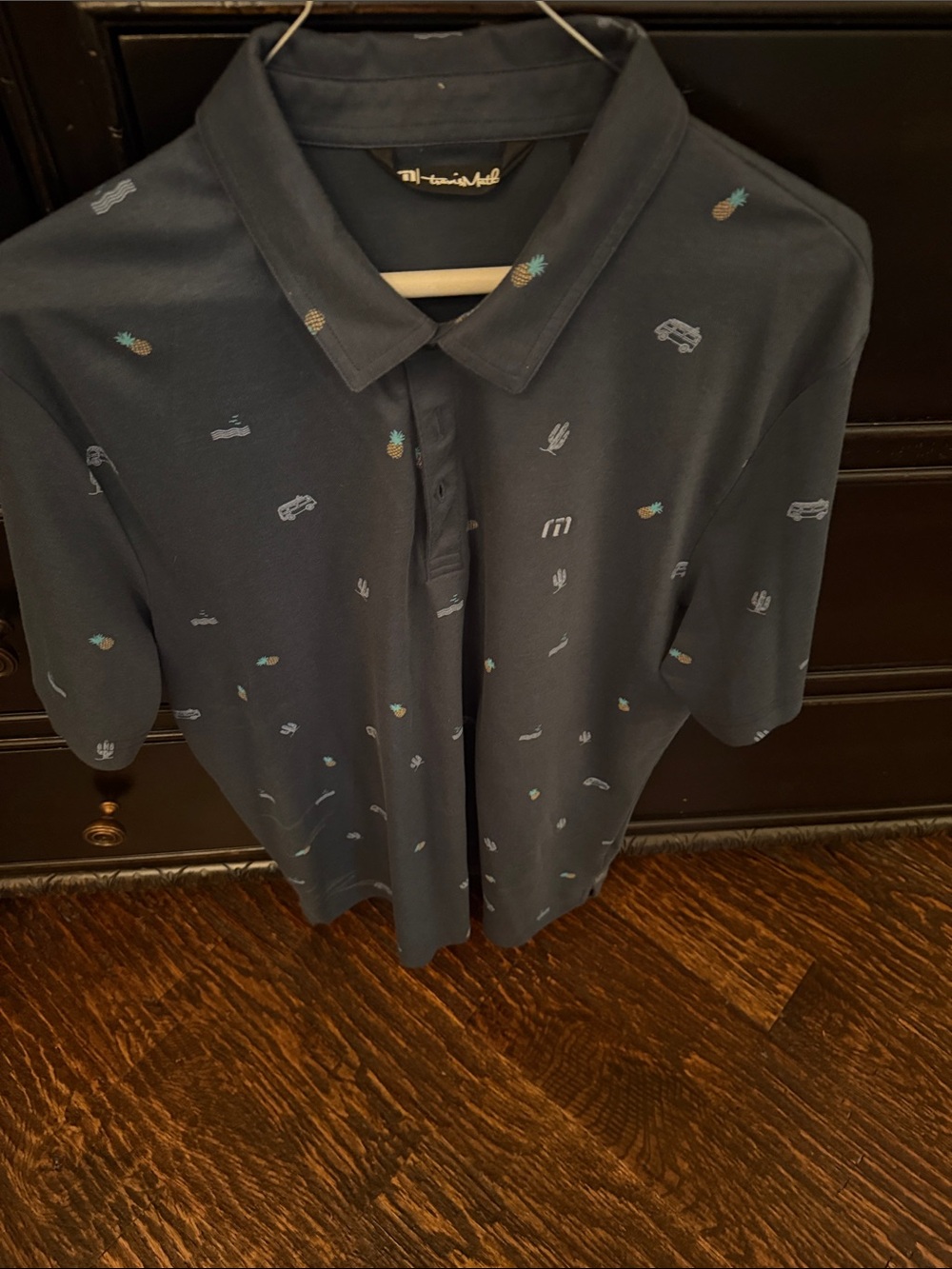 Travis Matthew Navy Polo with Pineapple & Desert Motif